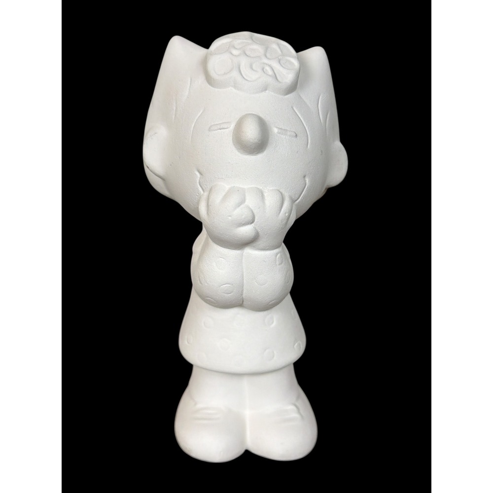 Peanuts Sally Brown Charlie Ceramic Bisque Figurine Unpainted 6 Inch Vintage DIY